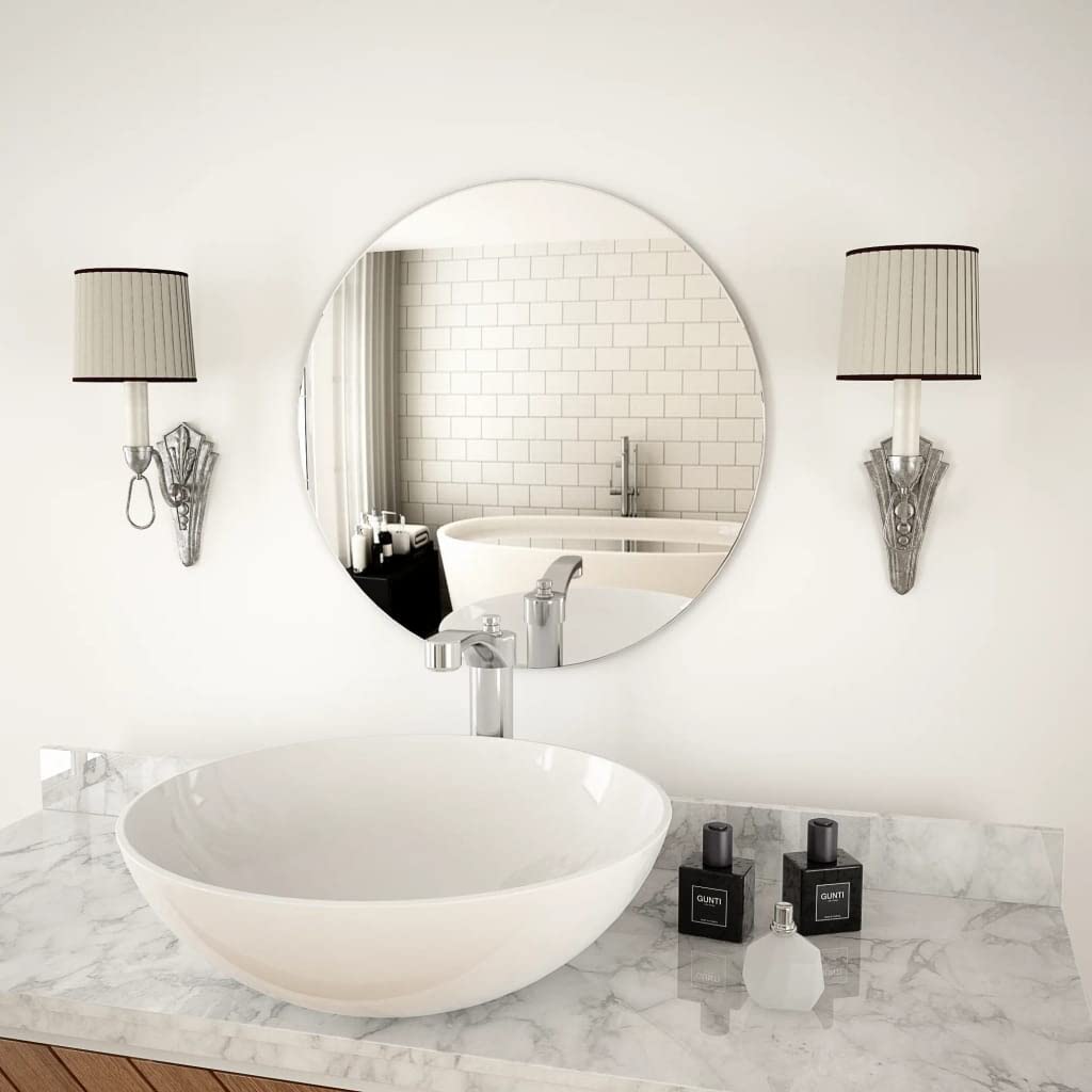 Vidaxl Wall Mirror, Bathroom Mirror, Vanity Mirror, Hall Mirror For Bedroom Living Room Dressing Room Entryway Door, Modern, Glass Round